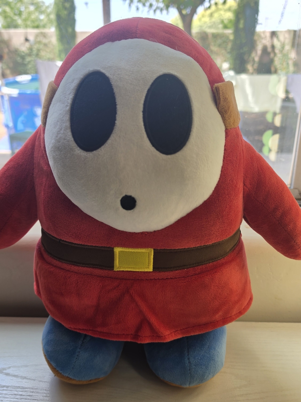 Nintendo Red Shy Guy Plush with Blue Feet and White Mask